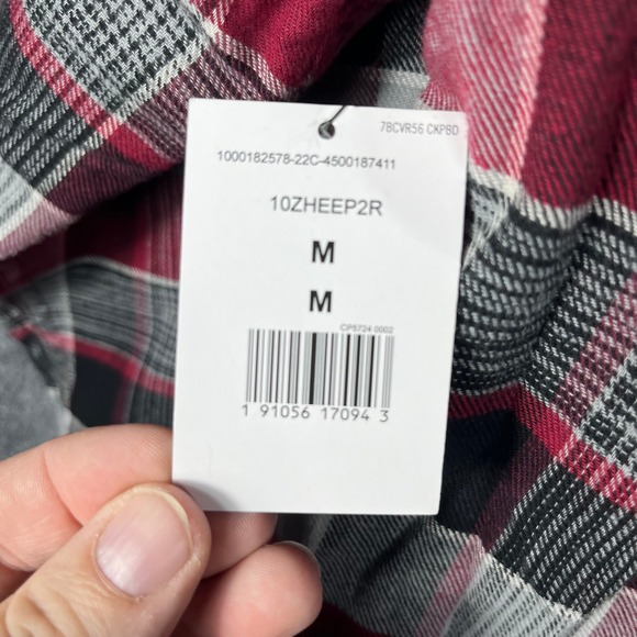 Wrangler Authentics Men's Plaid Quilted Lined Flannel Shirt Jacket Hoodie Red M - Picture 7 of 11